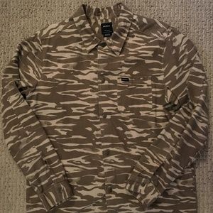 RVCA Brown Mens Camo Print Pocket Button Down